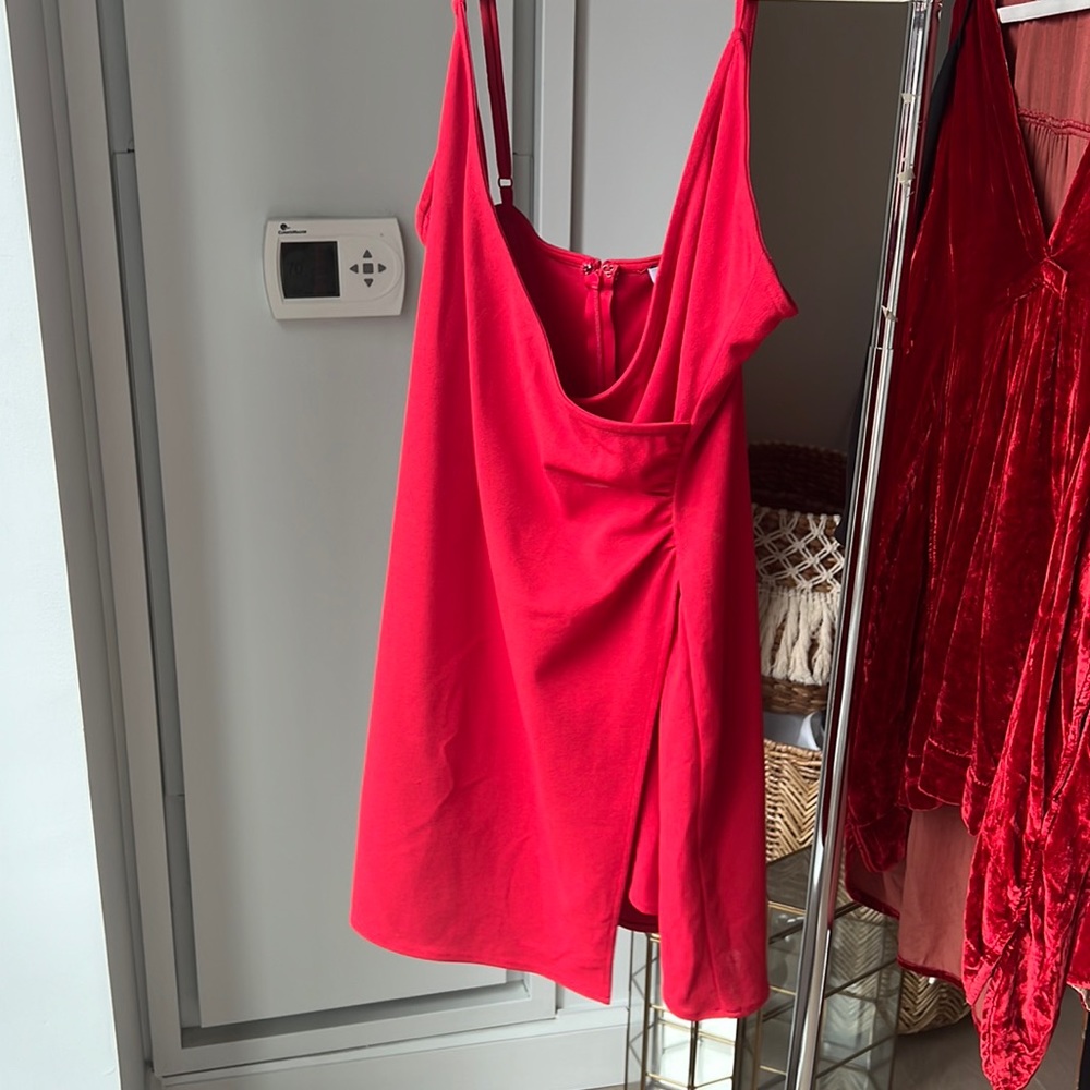 Red wrap dress